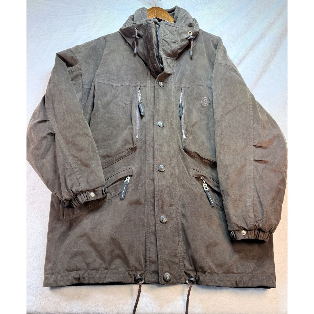 VTG Bogner Active Ski Jacket Brown Faux Suede Coat Mens S Womens M Made in USA